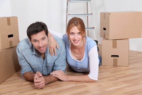Packed boxes and furniture prepared for house removals